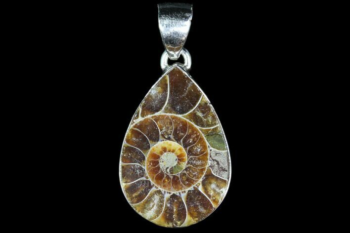 Ammonite Fossil Pendant - Sterling Silver #82236